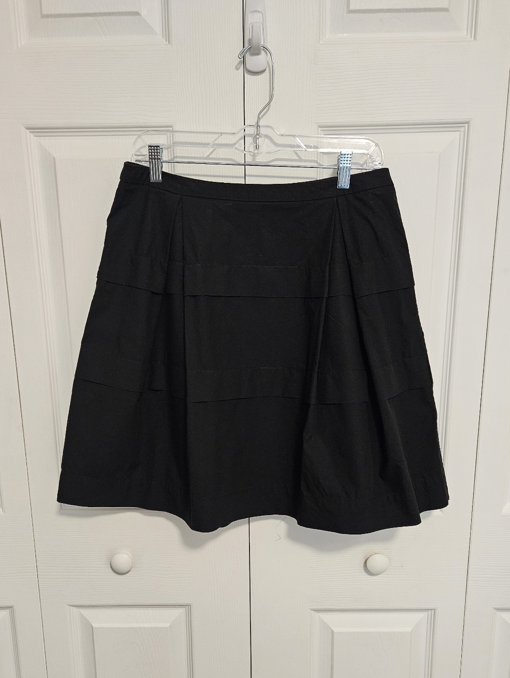 Madison Women's Black Pleated Cotton Circle Skater Skirt Zip Closure Size 8.